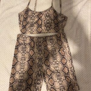 Snake print two piece set